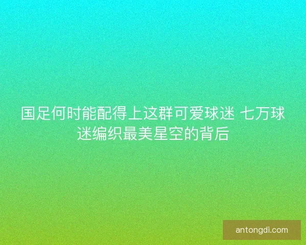 国足何时能配得上这群可爱球迷 七万球迷编织最美星空的背后