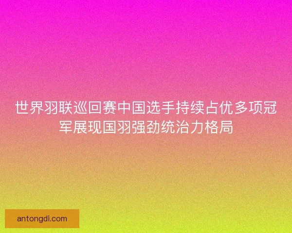 世界羽联巡回赛中国选手持续占优多项冠军展现国羽强劲统治力格局